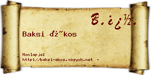 Baksi Ákos névjegykártya